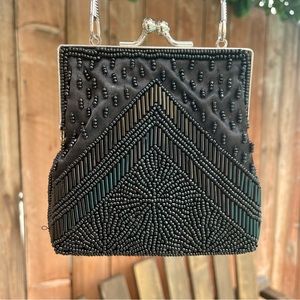 🌹Stunning Vintage Black Mini Purse Fully Beaded Back and Front🌹